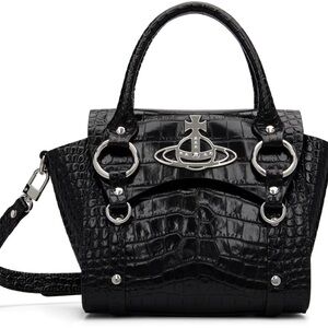 Vivienne Westwood Black Croc-Embossed small bag